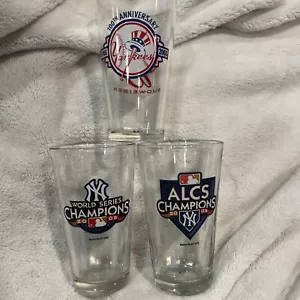 MLB New York Yankees World Series Champions 2009 Commemorative Glasses + 100 Yr - Picture 1 of 6