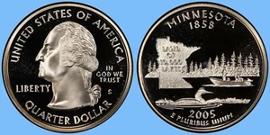 Moneda de Estados Unidos S Minnesota State Quarter 2005 ~ camafeo dcam prueba 90 % plata ~ 25 c - Imagen 1 de 1