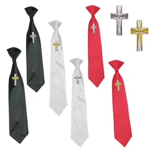 Baby Toddler Boys Black White Red tie Christening Baptism Embroidered Cross - Picture 1 of 4