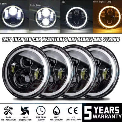 4PCS 5.75" LED Round Headlights DRL Start up Halo Fit for Peterbilt Semi 349 359 - Imagem 1 de 4