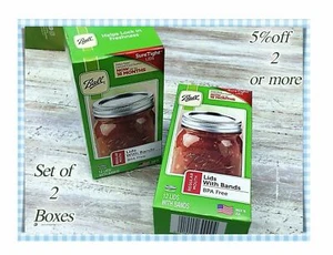 2 Ball Regular Mouth Canning Mason Jar Lids With Bands -Lot of 24 (2-dozen) - Picture 1 of 1