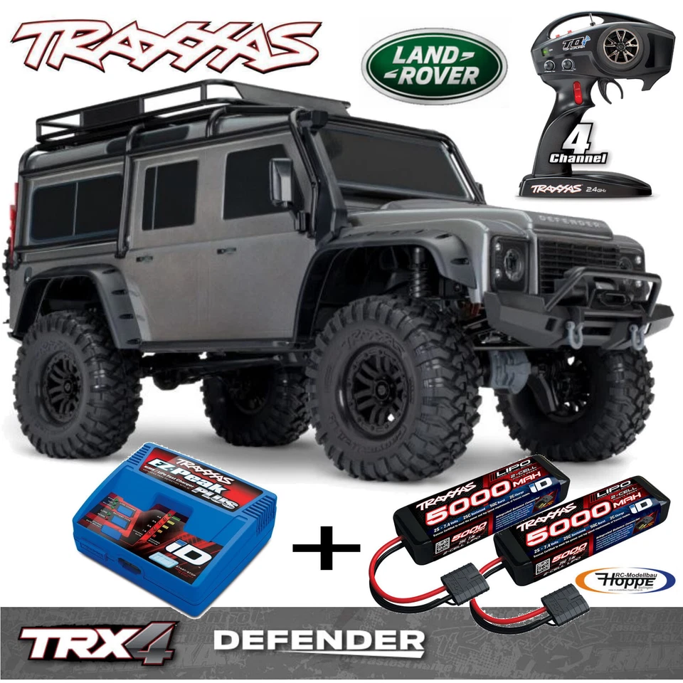 Traxxas TRX-4 LR Defender 4x4 argento RTR Crawler Clipless Brushed senza batt...