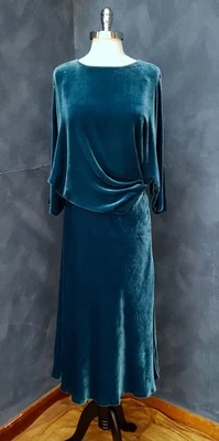 Lafayette 148 New York Teal Velvet Rayon Silk Blend Skirt Set M NWTs - Image 1 of 4