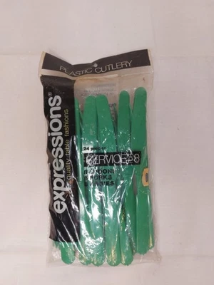 Cubiertos de plástico verde Expressions vintage nuevos Foto 1 de 2