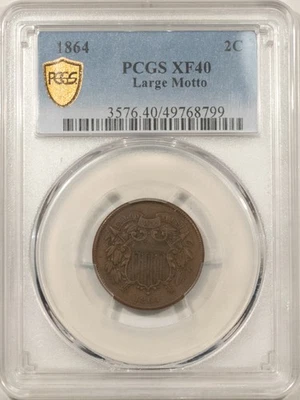 1864 TWO CENT PIECE, LARGE MOTTO - PCGS XF-40 - Image 1 of 3
