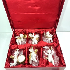 HERALDING ANGELS Weihnachtsschmuck 6er Set Franklin Mint 24k Gold Flügel - Bild 1 von 19