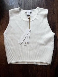 House of Harlow 1960 Ribbed Cropped Sleeveless Top Sweater Ivory Size S Small - Picture 1 of 4