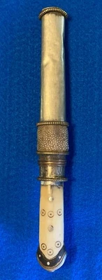 Antique Early 20th Century Tibetan Utility Knife Dagger w. Scabbard, Bone Handle - Image 1 of 4