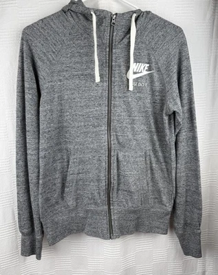 Nike Women Gray Hoodie Small Full Zip Stretch (883729-091) Organic Cotton Blend - Image 1 of 4