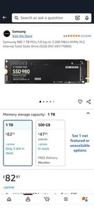 Samsung 980 1TB PCIe Gen 3.0 NVMe M.2 SSD (MZ-V8V1T0BW) - Afbeelding 1 van 2