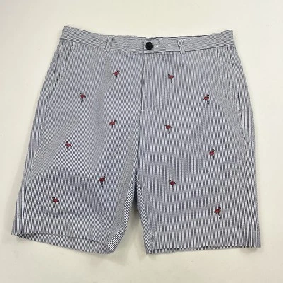 Pantalones Cortos Brooks Brothers Seersucker Azul Rayas Flamenco Bordado Chino Talla 34 Foto 1 de 4