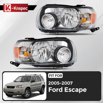 Halogen Headlights For 2005-2007 Ford Escape w/ Bulb Left&Right Side Pair LH+RH - Изображение 1 из 4