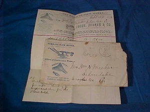 1888 HAMBURG STAHL + Kombi PFLUG Werbung BRIEF mit SCHEIN Rechnung - Bild 1 von 2