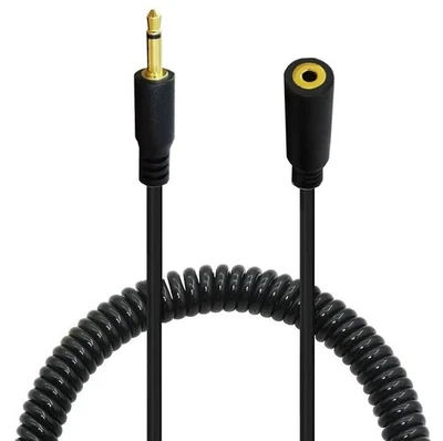 2.5mm Mini Mono Coiled Audio Extension Cable Adapter | Male to Female | 1m - Image 1 of 3