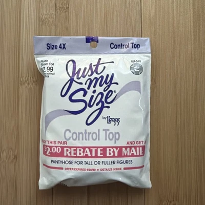 Pantimedias vintage Just My Size By Leggs talla 4X top de control de puntera transparente desnuda - nuevas Foto 1 de 4