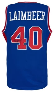 Bill Laimbeer (PISTONS) Signed Blue Custom Basketball Jersey - (SCHWARTZ COA) - Picture 1 of 3