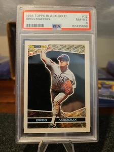 1993 Topps #12 Greg Maddux Black Gold PSA 8 NM-MT Chicago Cubs - Picture 1 of 2
