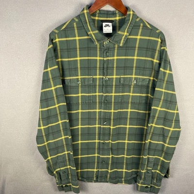 Nike SB Flannel Shirt Mens XL Green Plaid Pockets Skateboard Grunge Outdoor - Image 1 of 4