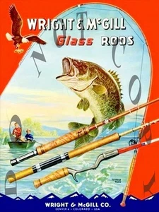 Antique 8X10 Repro Photo Print Wright & McGill Glass Fishing Rod Advertisement - Picture 1 of 1