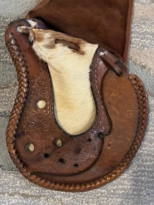 Cartera artesanal vintage hecha a mano de cuero de vaca estilo lágrima HIPPIE Foto 1 de 4