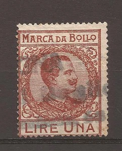 1916 VITTORIO EMANUELE III MARCA DA L. 1 ANNULLATA FISCALMENTE A MEZZO TIMBRO - Picture 1 of 1