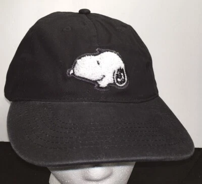 NUEVO CON ETIQUETAS SOMBRERO GORRA DE BOLA PEANUTS SNOOPY HEAD BORDADO NEGRO AJUSTABLE Foto 1 de 4