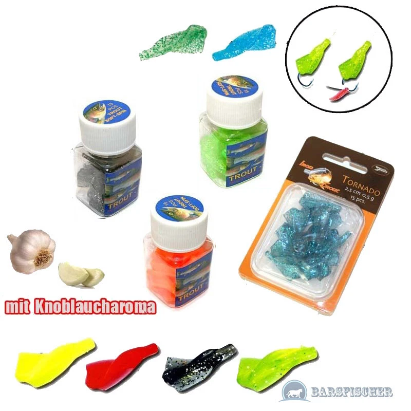 15 x SOFT SPIN FORELLEN SPIRALE, FORELLE KUNSTKÖDER MIT AROMA, TROUT SPIRAL NEU - Bild 1 von 1