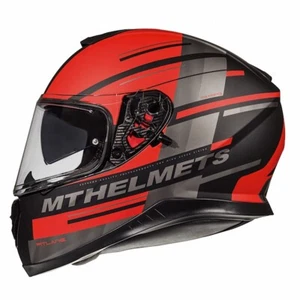 MT THUNDER 3 PITLANE RED BLACK MATT FULL FACE MOTORCYCLE HELMET - Picture 1 of 3