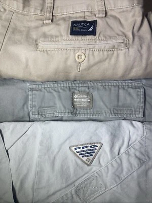 (3) Columbia Men's PFG Cargo Shorts Khaki Size 40w | Nautica & XL PFG - Image 1 of 4