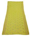 Vintage Green Dupatta Georgette Blend Used Fabric Floral Dress Wrap EMBDP10838