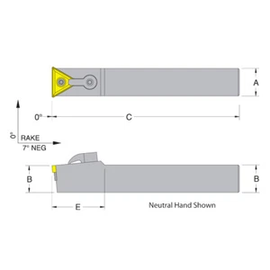 Dorian 50674 MTCNN64-4D Neutral Toolholder for TNM_432 inserts - Picture 1 of 1