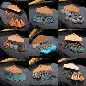 3Pairs/set Boho Gypsy Tribal Ethnic Hook Earrings Drop Dangle Women's Jewellery - Picture 1 of 39