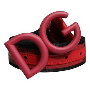 DOLCE & GABBANA Gürtel schwarz rot Nylon DG Metall Taillenschnalle Gr. 80 cm/32 Zoll 470usd - Bild 1 von 7