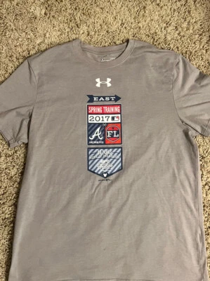 2017 Atlanta Braves L Gray Tshirt Spring Training Disney Buena Vista UA - Image 1 of 3