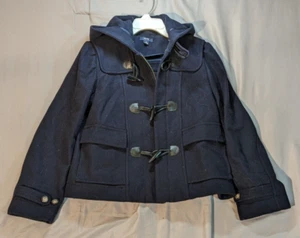 Nautica Women's Zip Blue Medium Wool Blend Pea Coat Buttons Preppy Classic - Picture 1 of 4