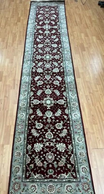 Alfombra oriental china china de 2'7" x 12'1" corredor de piso - Hecha a mano - Lana y seda Foto 1 de 4