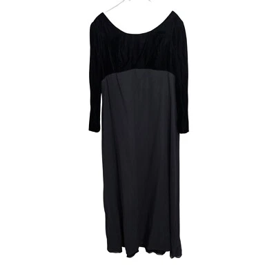 Bill Levkoff Velvet Maxi Dress Womens Size 40/XL US Black Empire Waist Vintage - Image 1 of 4