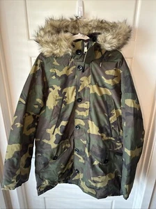 Polo Ralph Lauren Coat Mens Large Green Camo Parka Jacket Faux Fur Hooded Down - Picture 1 of 9