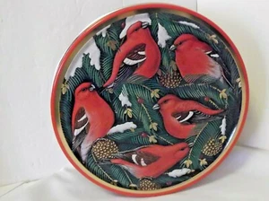 Weißes Flügelkreuz Rechnung Vögel Kelsen dänische Keksdose 3"" hoch 8"" Durchmesser leer - Bild 1 von 5