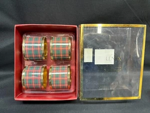 Set of 4 ~ Lenox "NOUVEAU PLAID" Napkin Rings w/Box - Picture 1 of 8