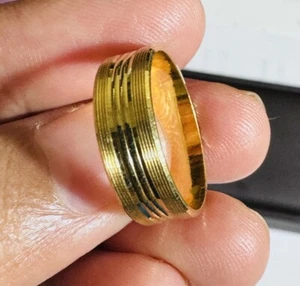 Solid 18K 750 Wedding Band Saudi Dubai UAE Real Gold Band Ring Fits 6.5”-7” 3.5G - Picture 1 of 18