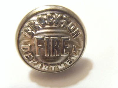 Antiguo botón de metal tono plata brockton departamento de bomberos Waterbury 51769 Foto 1 de 4