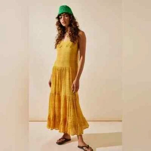 Free People Marigold Maxi Dress NWOT Size L Color Turmeric - Picture 1 of 7