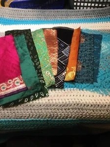 Scrap Sari/Boho Stoffstücke (10) für langsames Nähen, Patchwork etc. - Bild 1 von 3