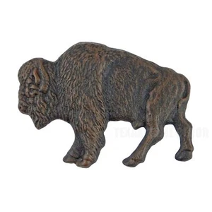 American Bison Buffalo Wall Decor Plaque Cast Iron Figurine Rustic Brown 7 x 5" - Picture 1 of 3