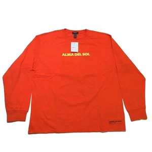 Forever 21 Long Sleeve Men's T-shirt Size M Orange Alma Del Sol Graphic Tee New - Picture 1 of 15