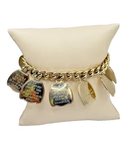 Gold-Plated Bracelet with Inspirational Shield Charms – 10-Piece Motivational - Picture 1 of 4