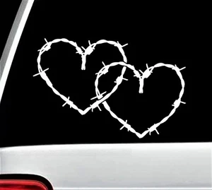 Barb Barbed Wire Hearts Decal Sticker for Car Truck SUV Van Cowgirl Barn A1126 - Picture 1 of 5