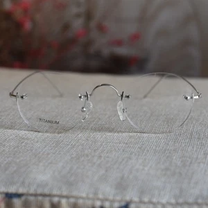 2025 Men Round glasses frame Silver Glasses round glasses titanium eyeglasses - Picture 1 of 11