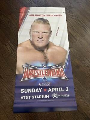 Raro Brock Lesnar Banner of WWE Wrestlemania 32 Arlington Texas AT&T Stadium Wow Foto 1 de 4